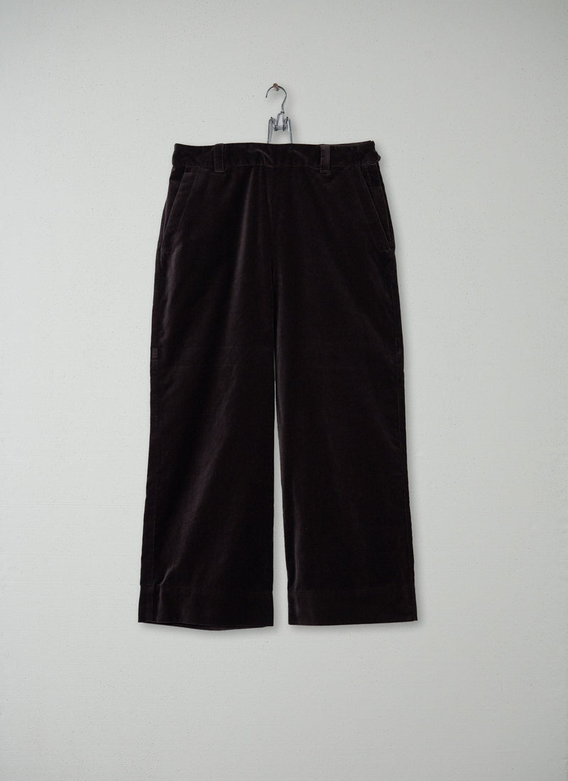 Reworn Cotton Velvet Trousers Size 12 (078) | Bitter Chocolate