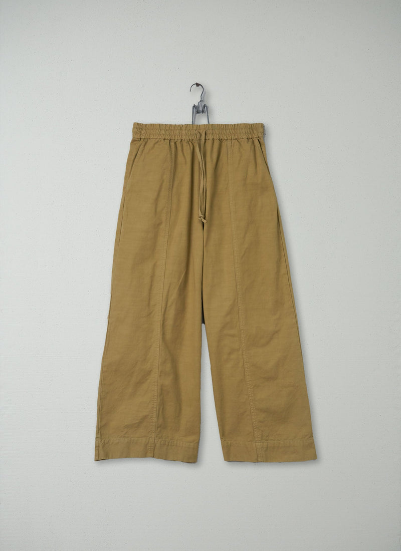 Reworn Wide Leg Cotton Trousers Size 12 (133) | Fawn