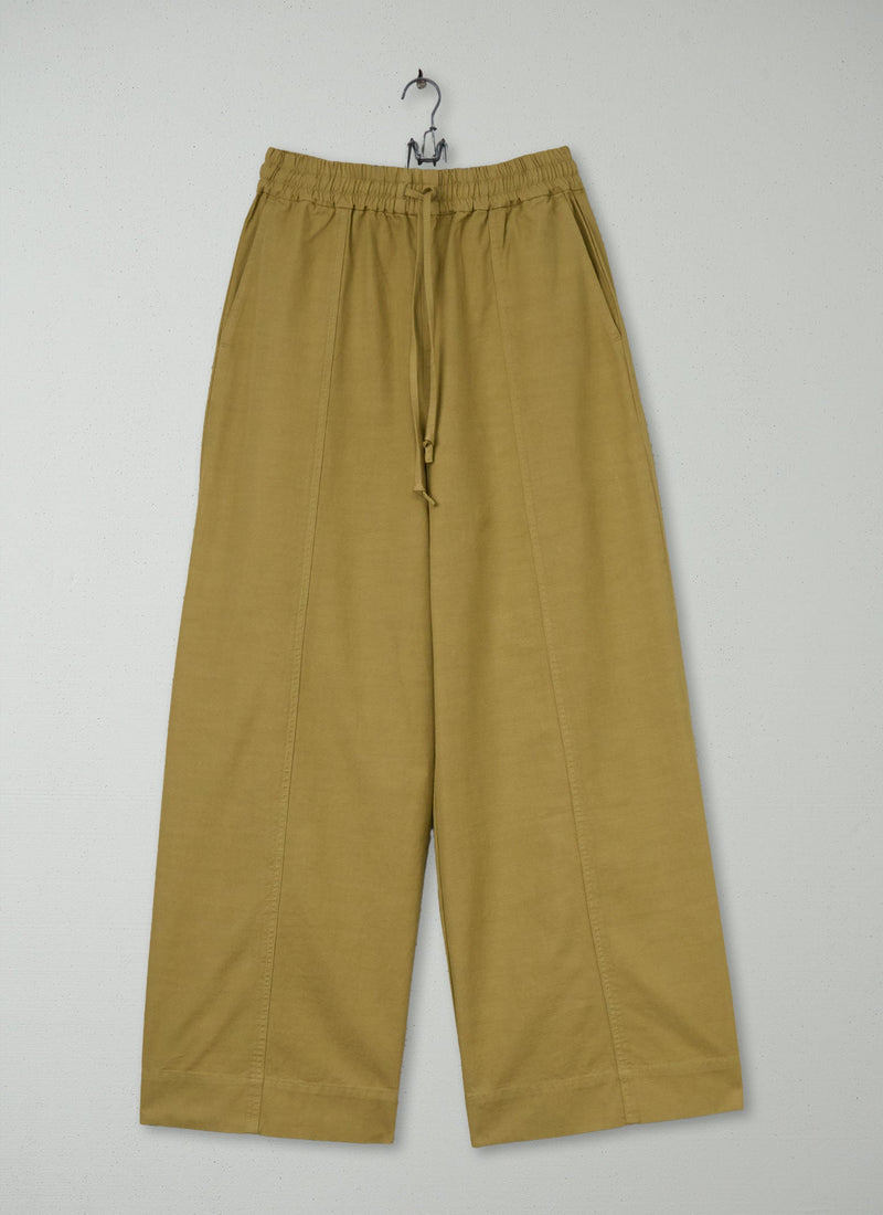 Reworn Wide Leg Cotton Trousers Size 8 (921) | Fawn
