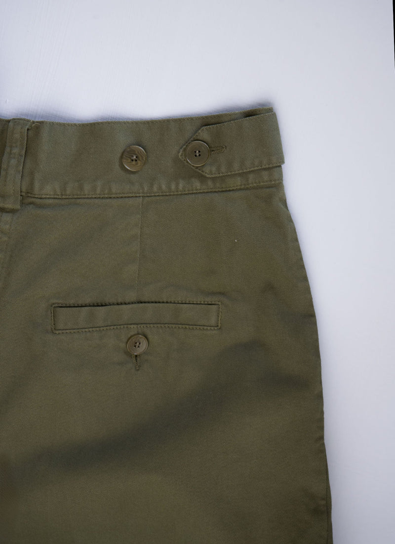 Reworn Side Tab Trousers Size 10 (1046) | Rich Olive