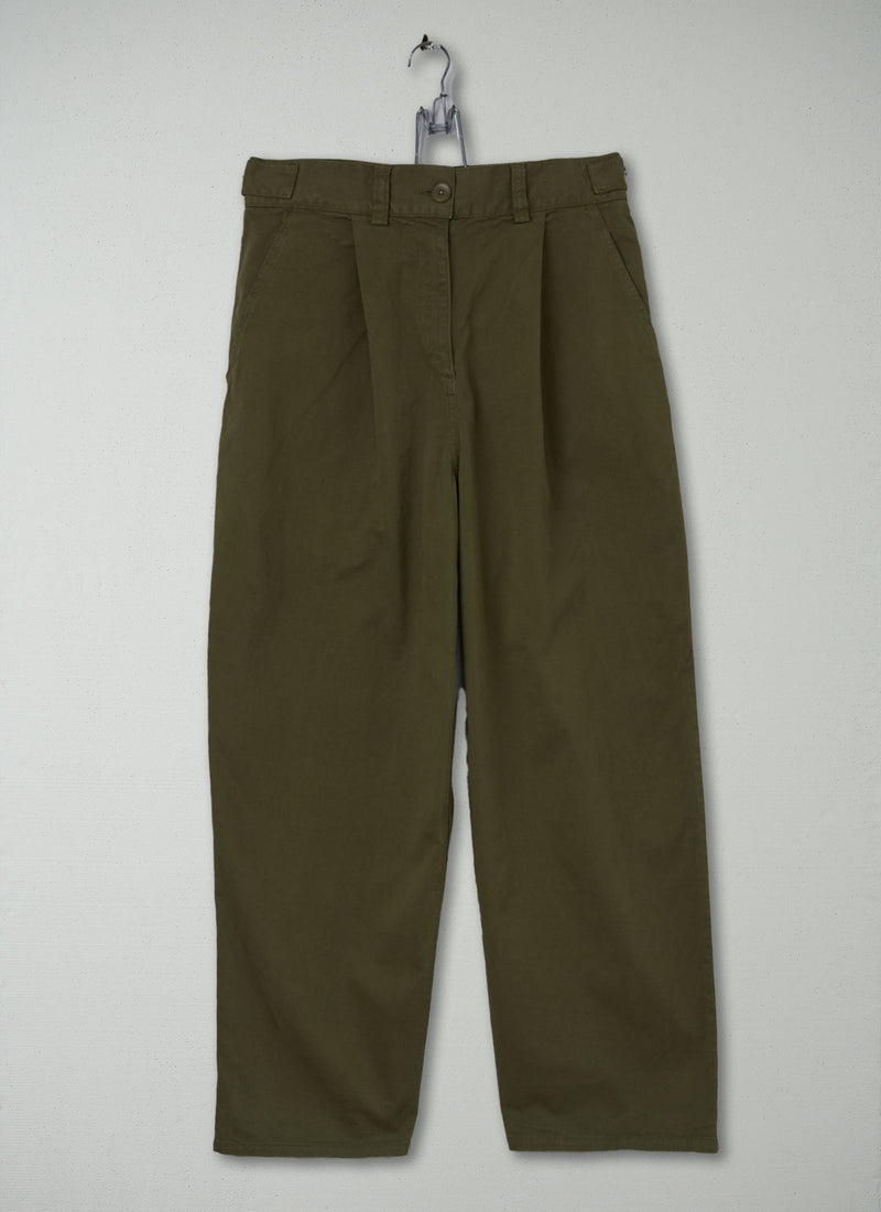 Reworn Side Tab Trousers Size 10 (1046) | Rich Olive