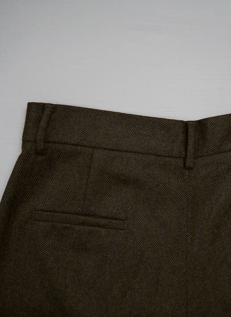 Reworn Herringbone Wool Trousers Size 12 (1590) | Multi