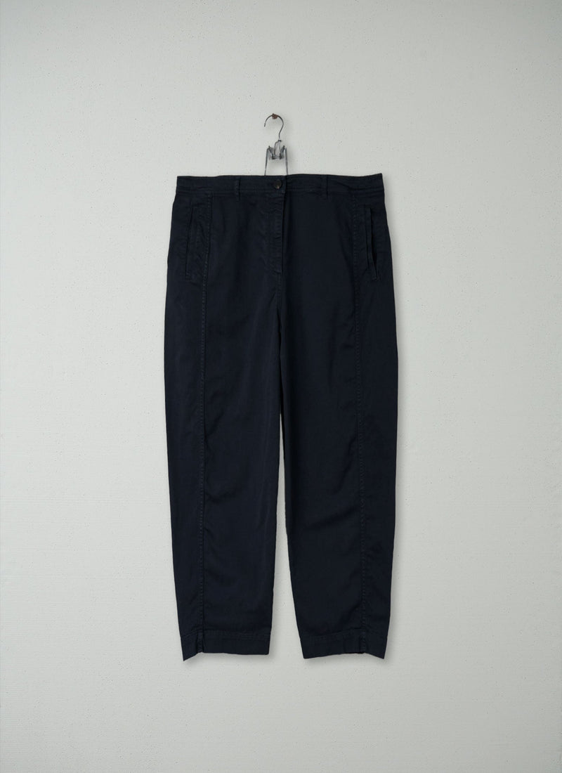 Reworn Flat Front Cotton Twill Trousers Size 14 (158) | Slate