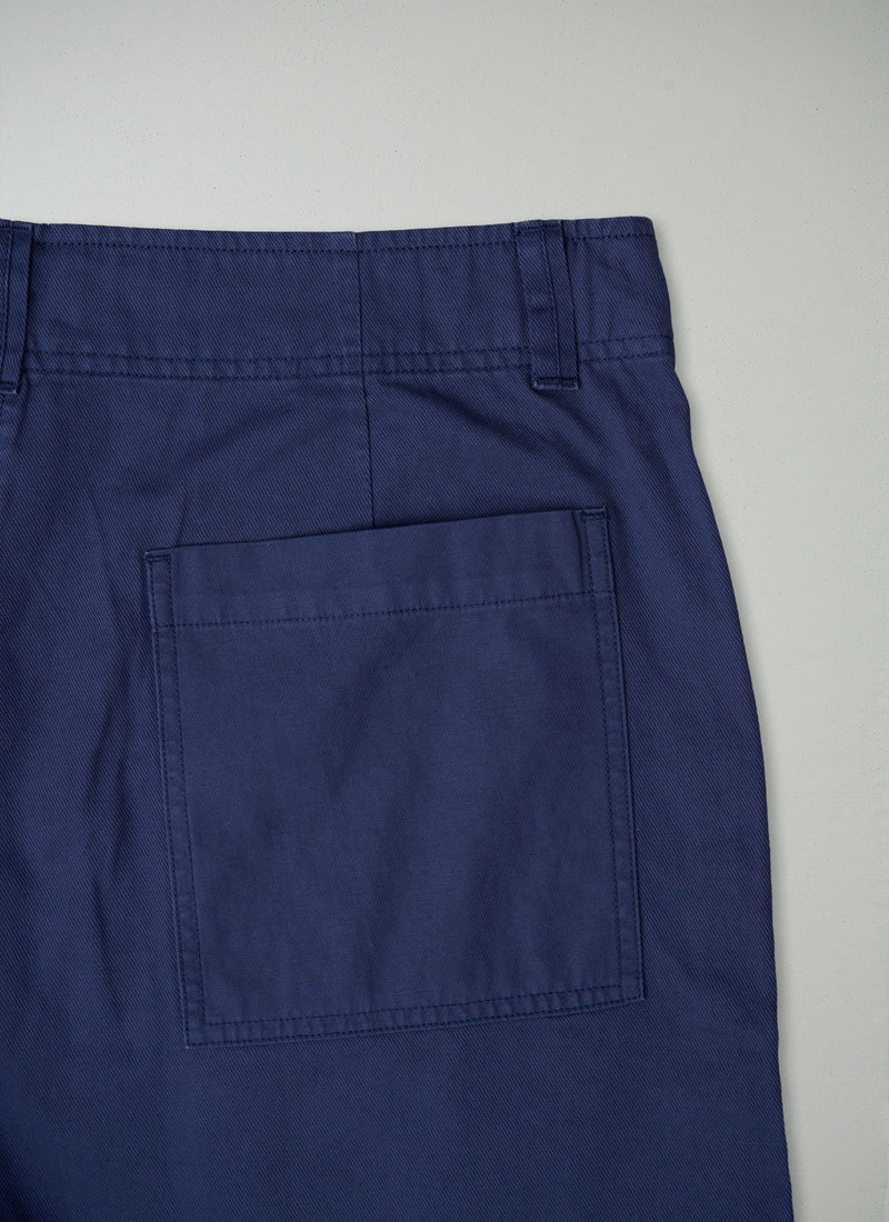 Reworn Cotton Linen Tapered Trousers Size 8 (1007) | French Blue