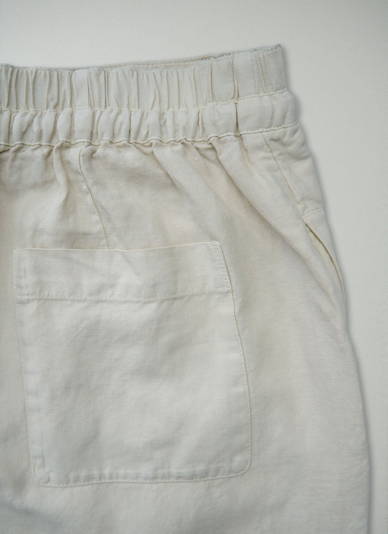 Reworn Cotton Linen Wide Leg Trousers Size 10 (1246) | Parchment
