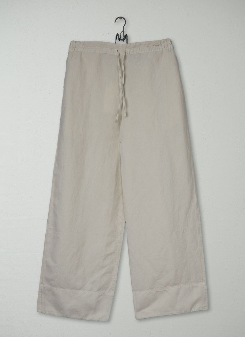 Reworn Cotton Linen Wide Leg Trousers Size 10 (1246) | Parchment