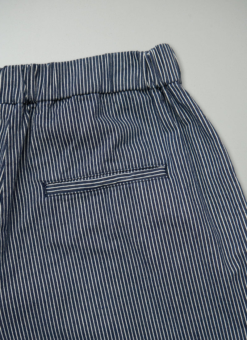 Reworn Indigo Stripe Cotton Trousers Size 4 (1074) | Multi