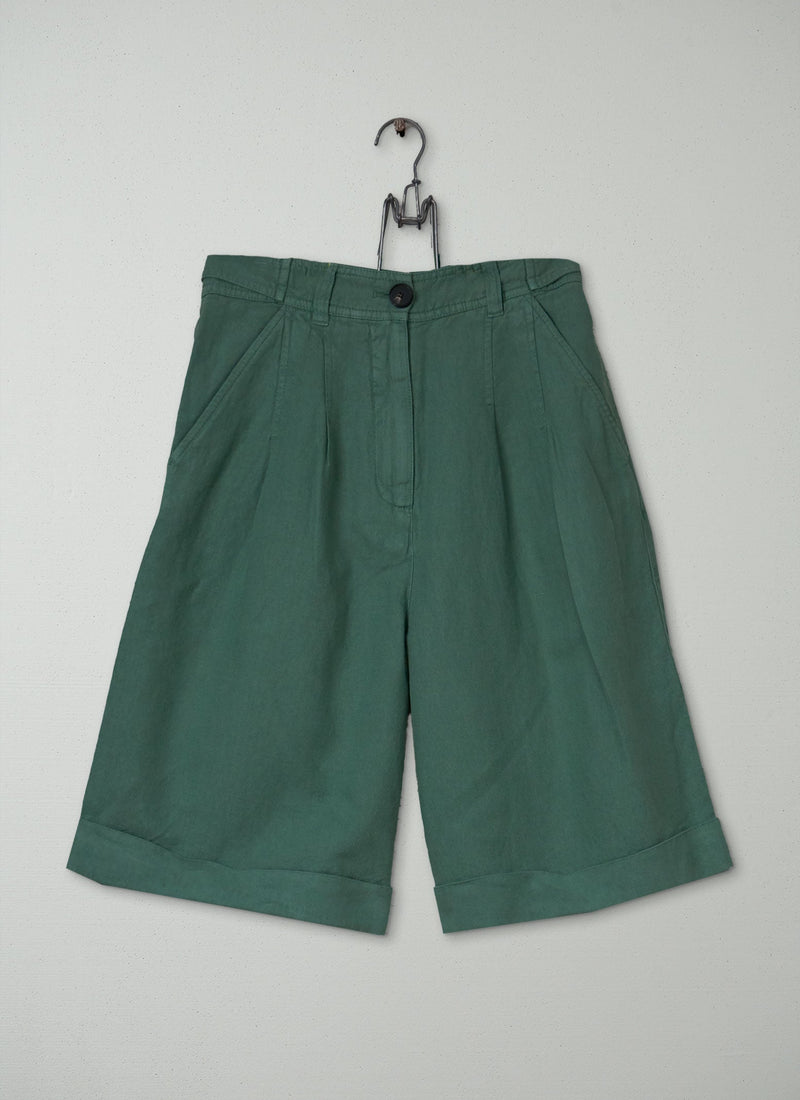 Reworn Cotton Linen Shorts Size 6 (1411) | Thorn Green