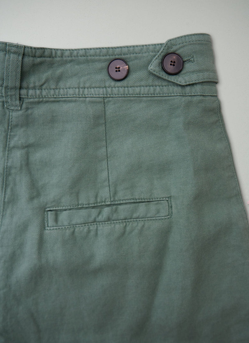 Reworn Cotton Linen Shorts Size 6 (1463) | Thorn Green