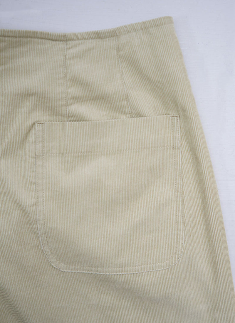 Reworn Pleated Soft Cord Trousers Size 12 (1227) | Stone