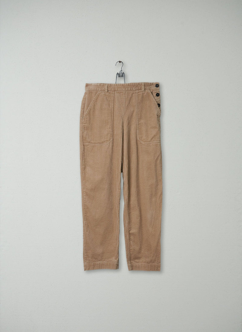 Reworn Side Button Cord Trousers Size 12 (168) | Blonde