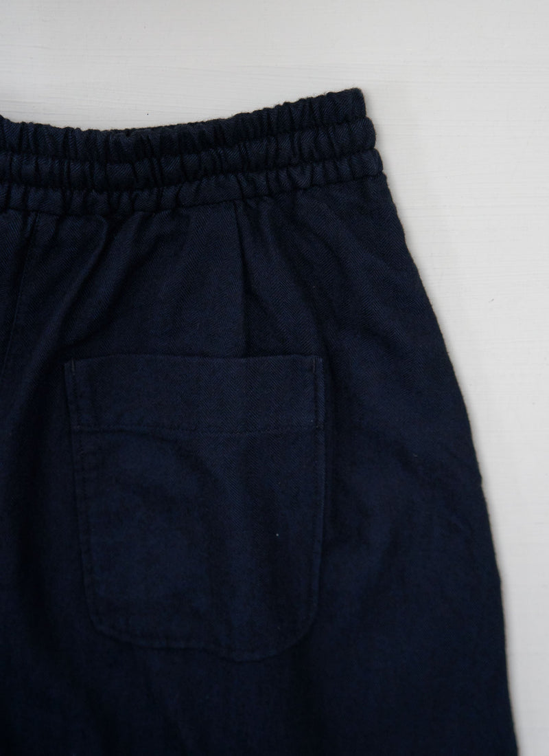 Reworn Wool Cotton Pull On Trousers Size M (951) | Dark Navy