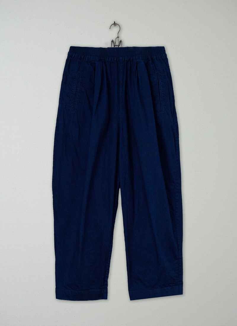 Reworn Cotton Twill Barrel Leg Trousers Size L (865) | Indigo