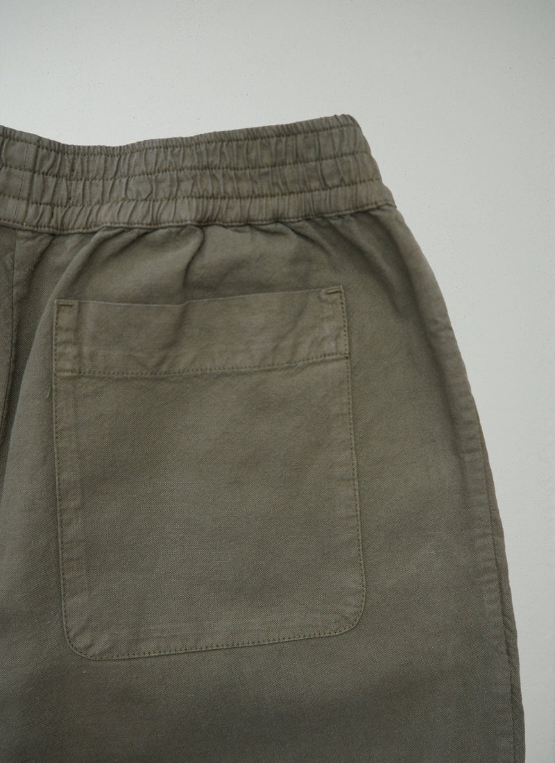 Reworn Cotton Linen Barrel Leg Trousers Size M (1398) | Oil Cloth