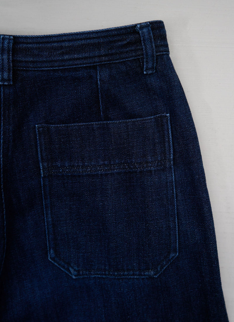 Reworn Flat Front Denim Trousers Size 10 (1230) | Indigo