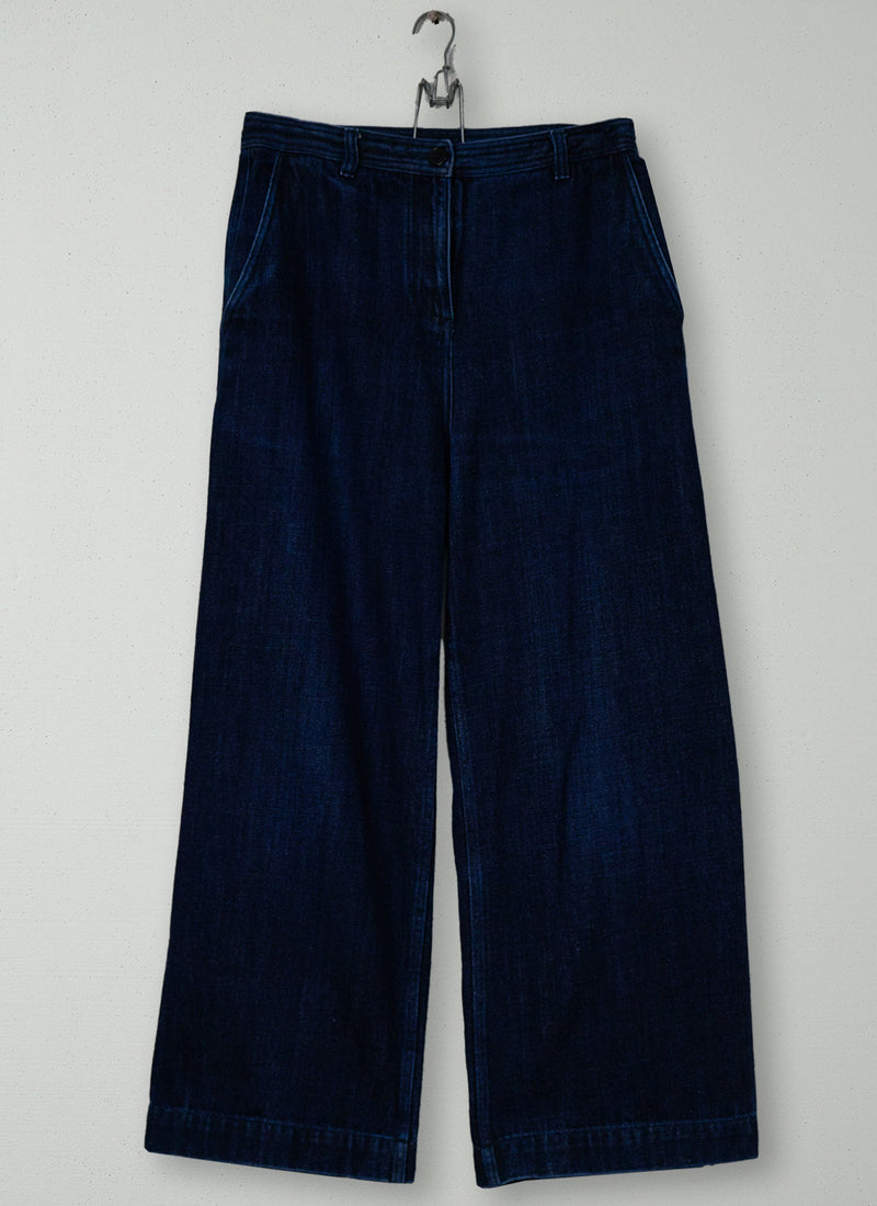Reworn Flat Front Denim Trousers Size 10 (1230) | Indigo