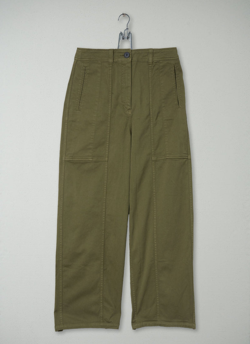 Reworn Panelled Cotton Twill Trousers Size 4 (1428) | Oil Cloth