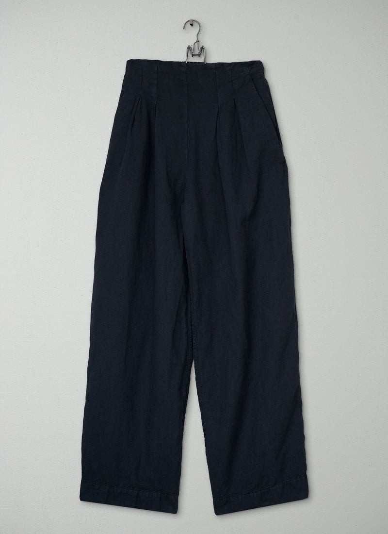 Reworn Cotton Linen Wide Leg Trousers Size 12 (1639) | Slate