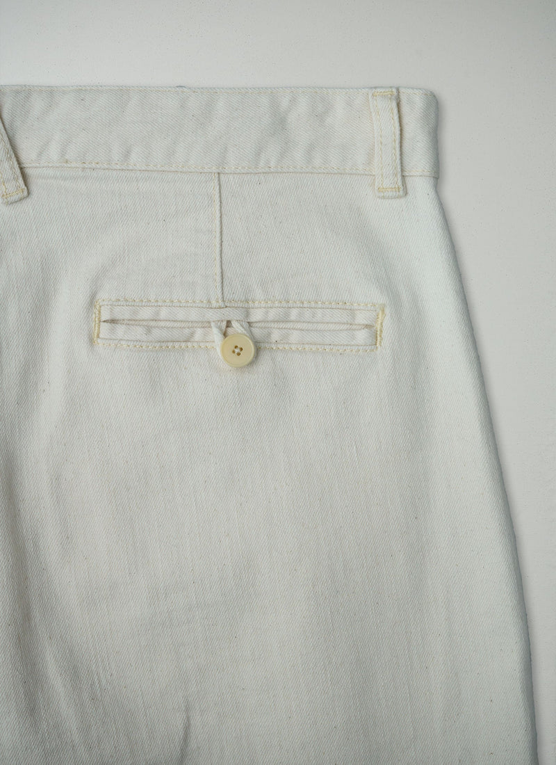 Reworn Ecru Denim Full Length Trousers Size 6 (798) | Ecru