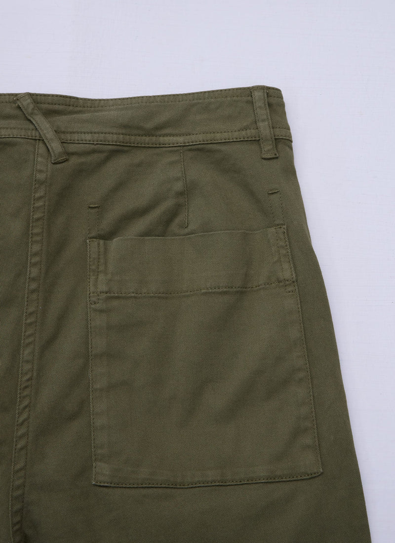 Reworn Darted Cotton Twill Trousers Size 14 (970) | Green