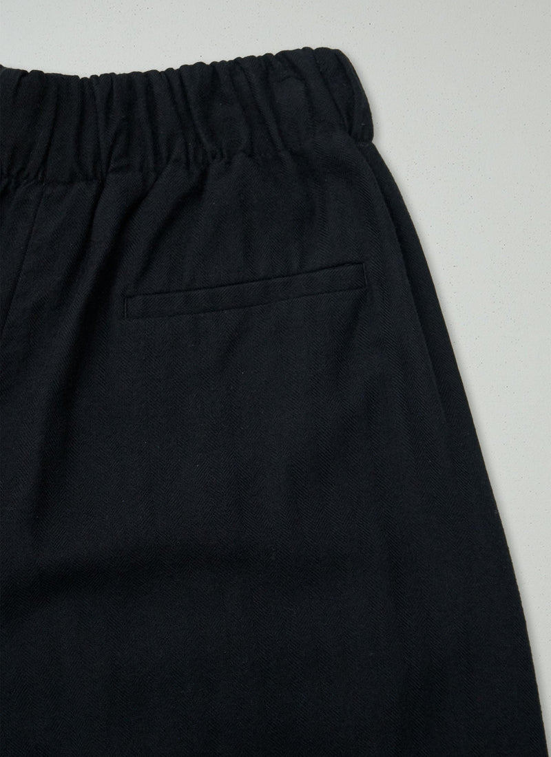 Reworn Wool Cotton Wide Leg Trousers Size 8 (779) | Black