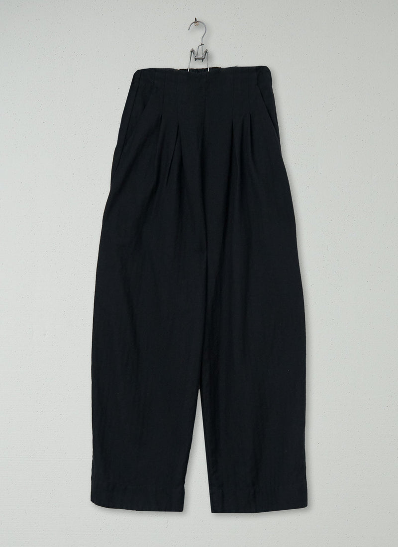 Reworn Wool Cotton Wide Leg Trousers Size 8 (779) | Black