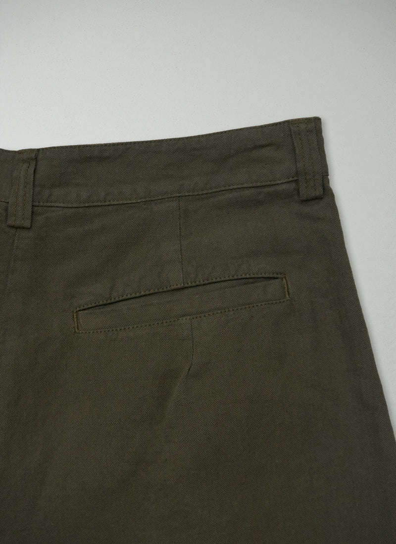 Reworn Cotton Linen Trousers Size 10 (892) | Sap Green