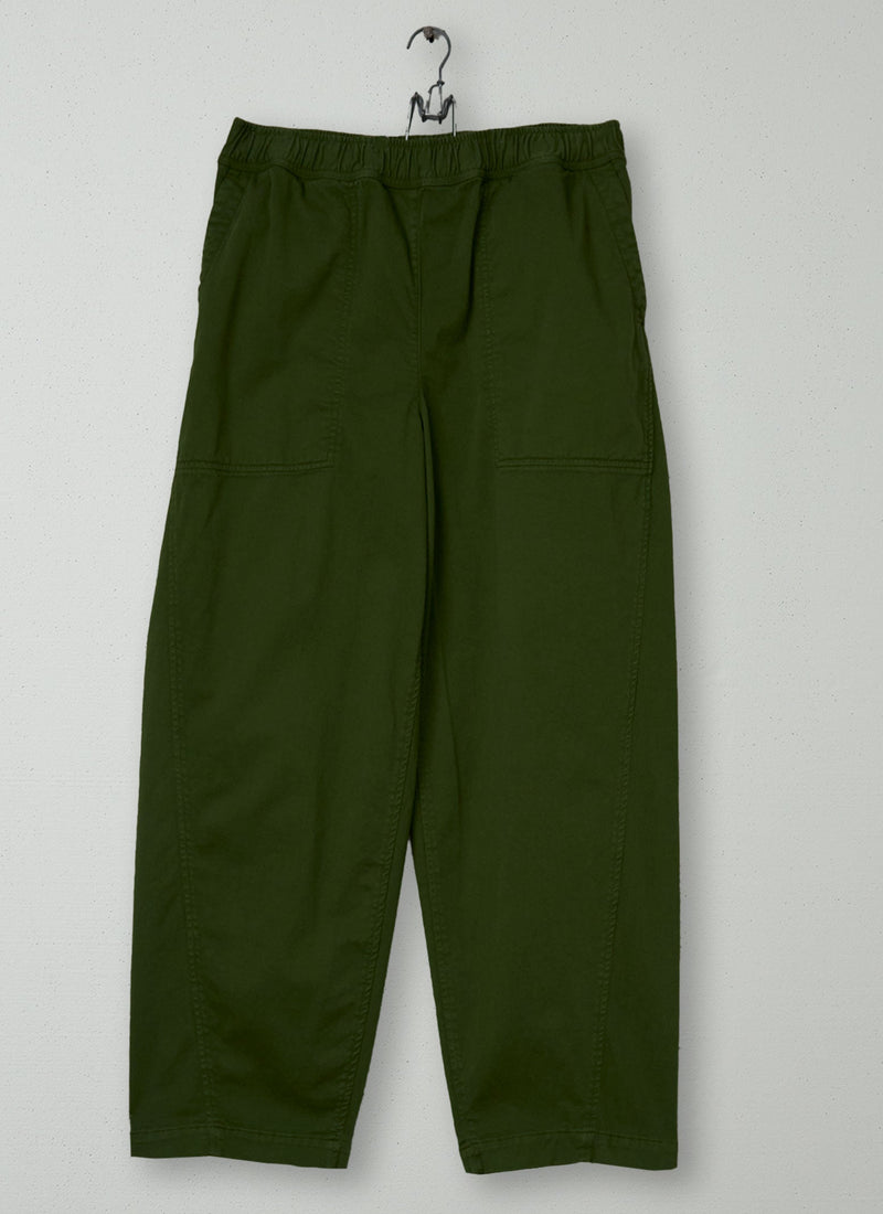 Reworn Cotton Twill Pull On Trousers Size 10 (1107) | Green