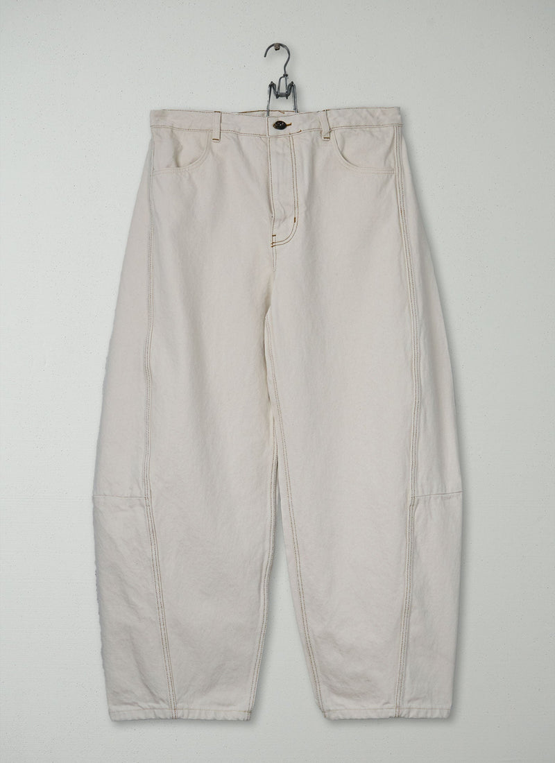 Reworn Ecru Denim Trousers Size 8 (1403) | Ecru