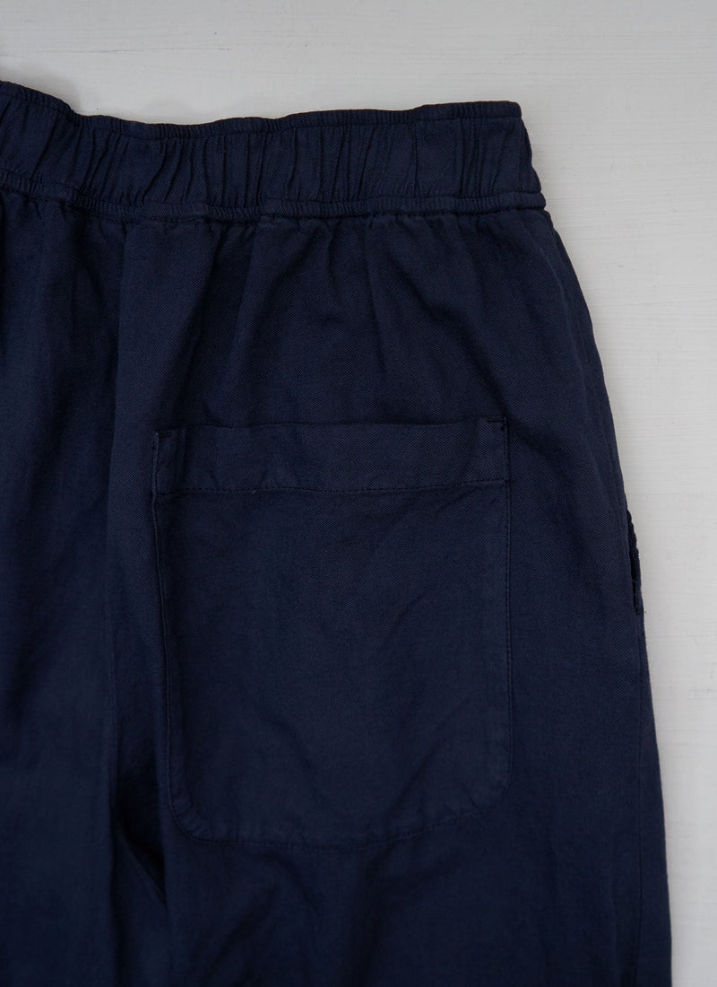 Reworn Cotton Linen Canvas Wide Leg Trousers Size M (1088) | Navy