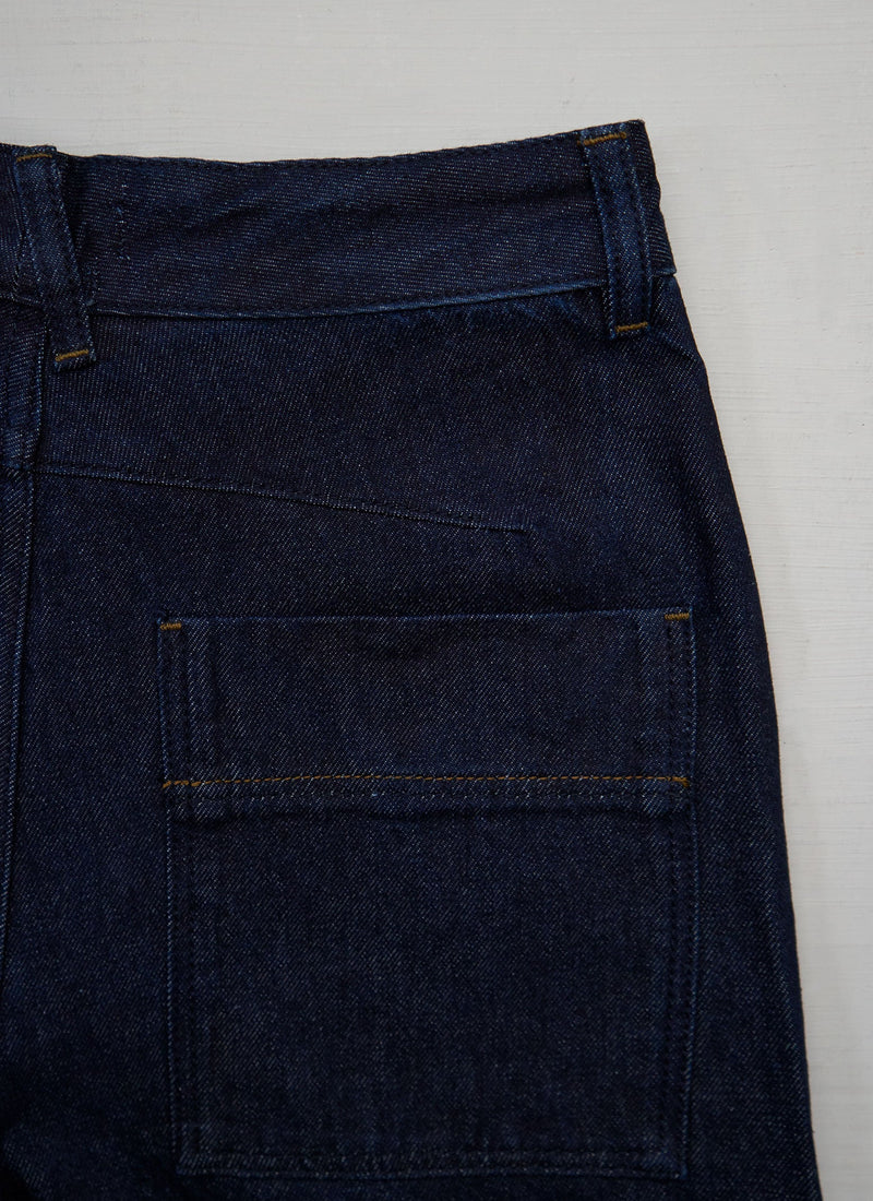 Reworn Wide Leg Denim Trousers Size 8 (1050) | Indigo