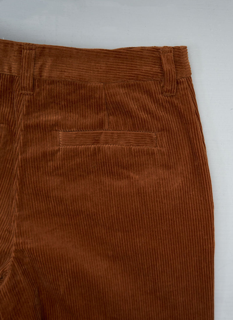 Reworn Wide Straight Cord Trousers Size 10 (1429) | Burnt Sienna