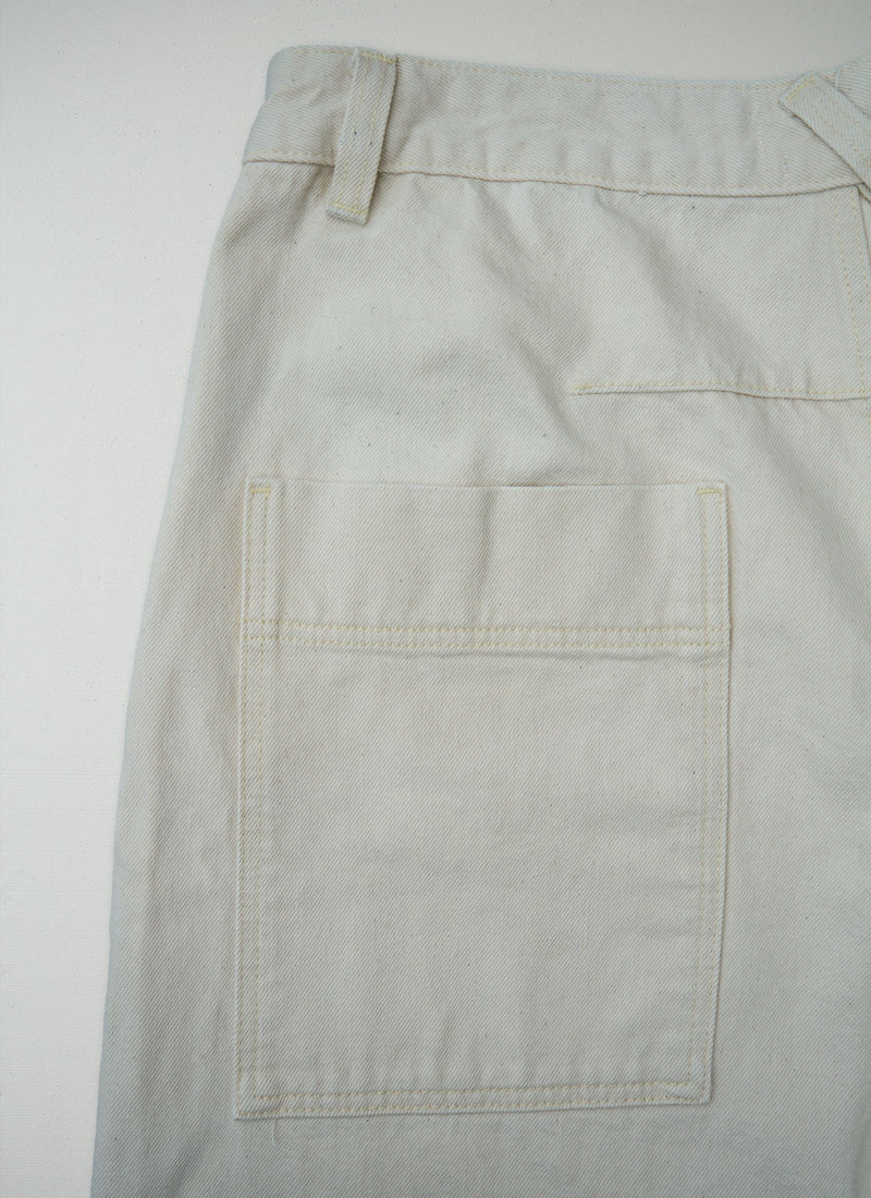Reworn Relaxed Wide Leg Denim Trousers Size 16 (1625) | Ecru