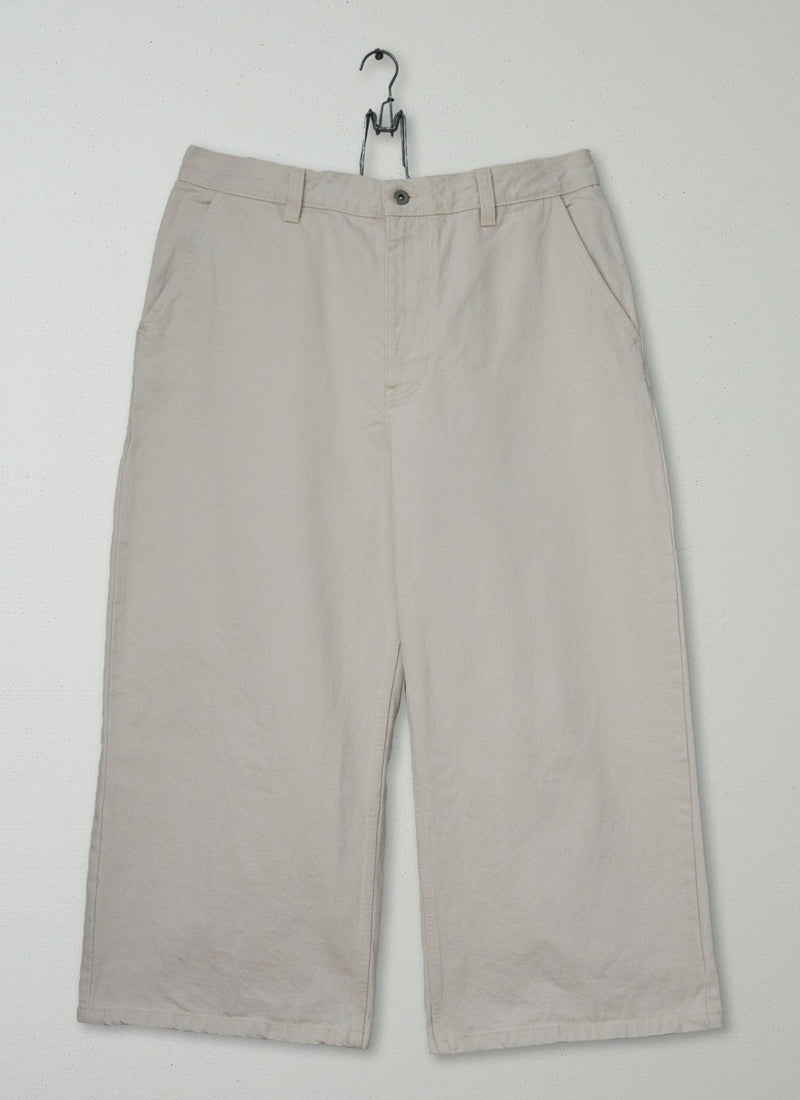 Reworn Relaxed Wide Leg Denim Trousers Size 16 (1625) | Ecru