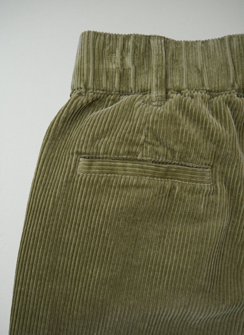 Reworn Cord Pull On Trousers Size 12 (1574) | Olive