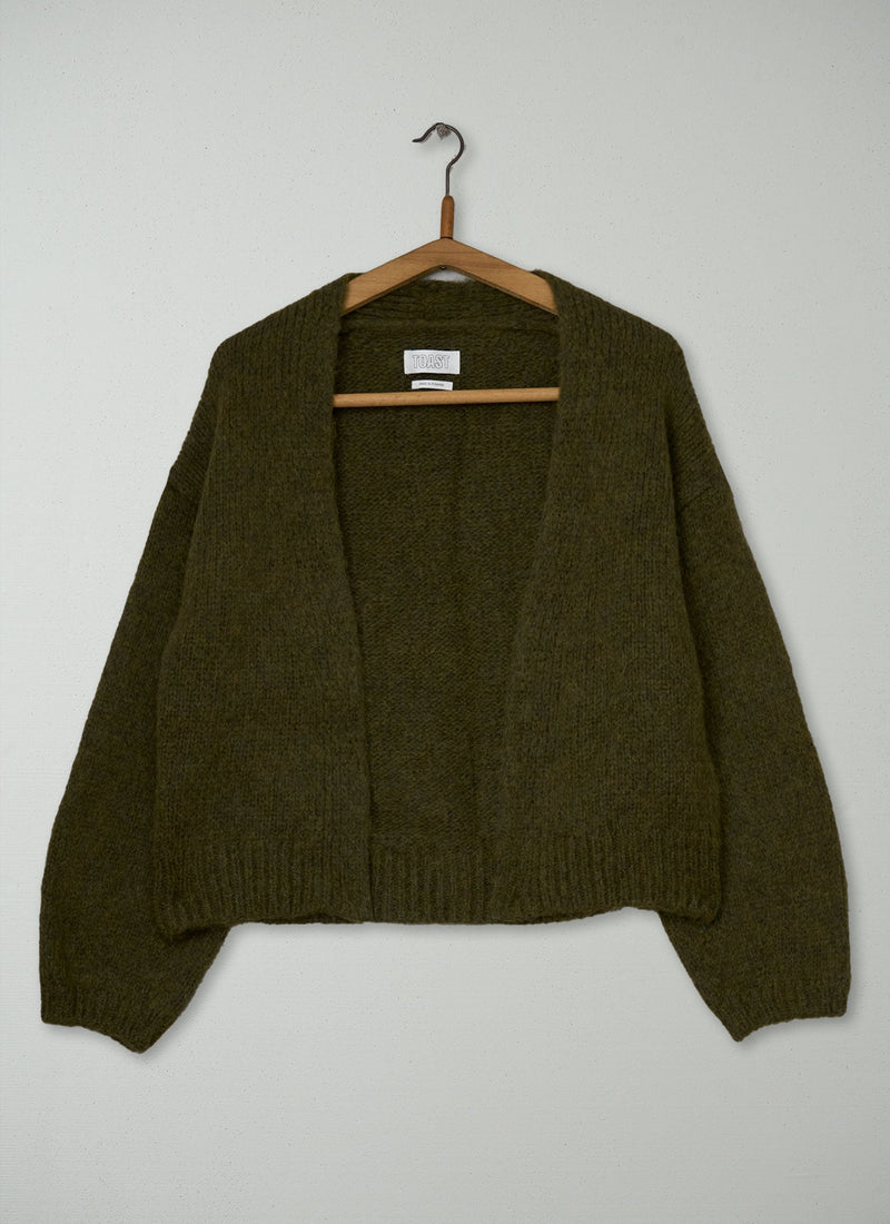 Reworn Alpaca Blend Cardigan Size S (1630) | Olive Melange