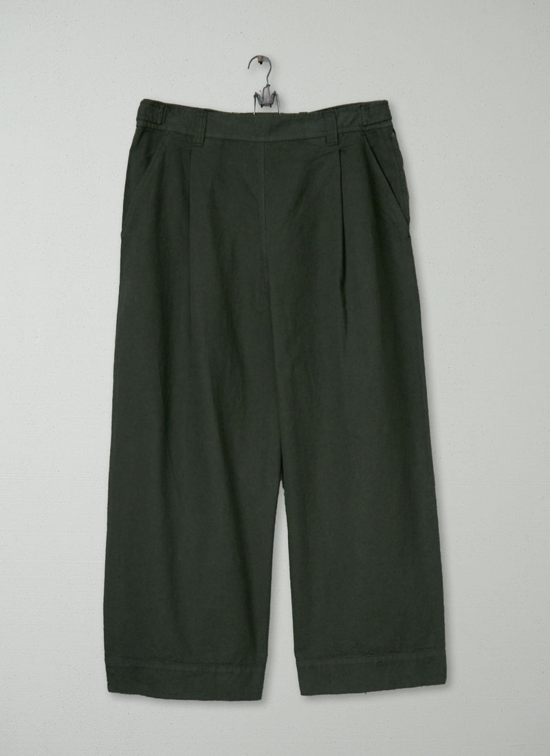 Reworn Cotton Canvas Trousers Size 14 (1645) | Dark Olive
