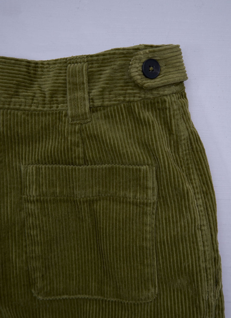Reworn Cord Trousers Size 6 (1076) | Olive
