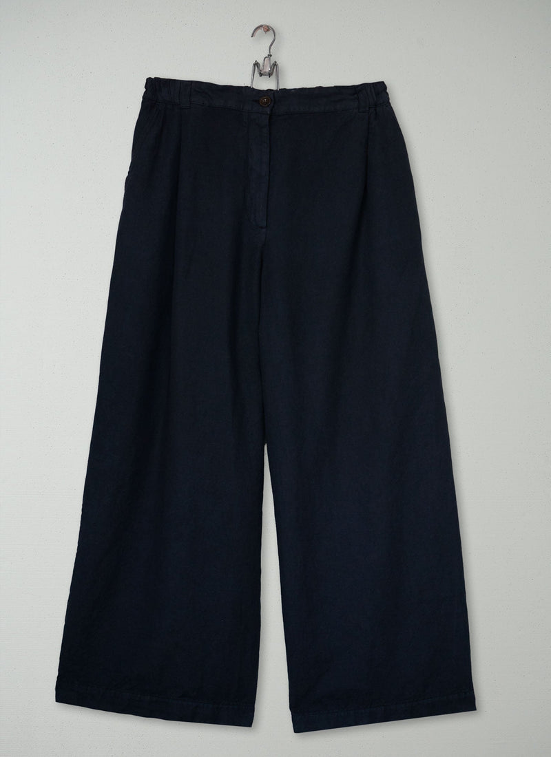 Reworn Wide Leg Cotton Linen Trousers Size L (1636) | Slate