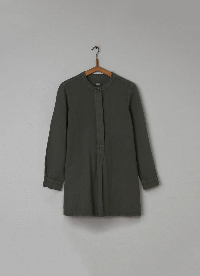 Reworn Linen Shirt Size 8 (030) | Dusted Khaki
