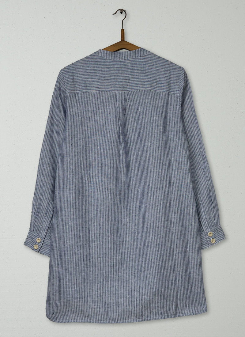 Reworn Striped Linen Long Shirt Size 6 (953) | Multi