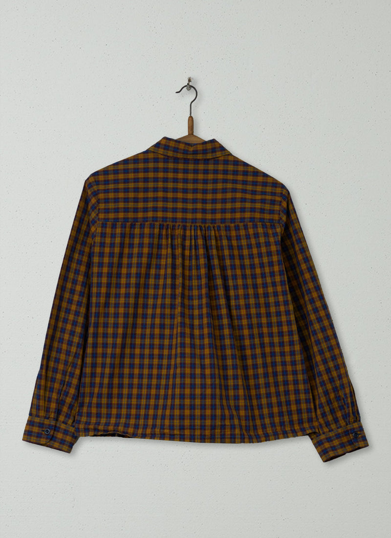 Reworn Check Cotton Shirt Size 8 (730) | Ochre