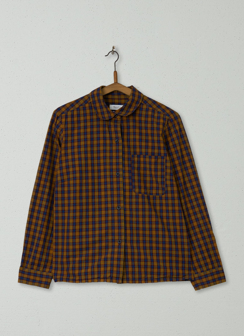 Reworn Check Cotton Shirt Size 8 (730) | Ochre