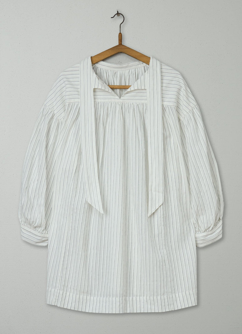 Reworn Stripe Cotton Tie Neck Shirt One Size (647) | Multi