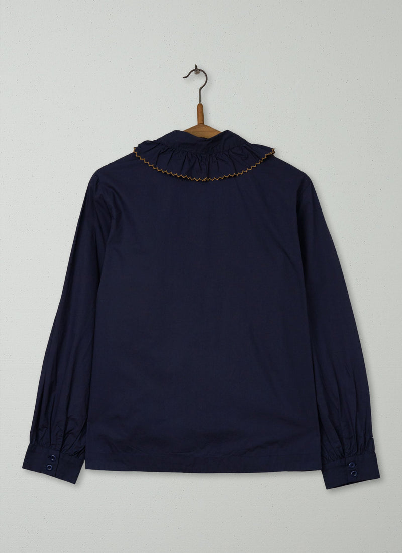 Reworn Scallop Neck Shirt Size 14 (436) | Navy