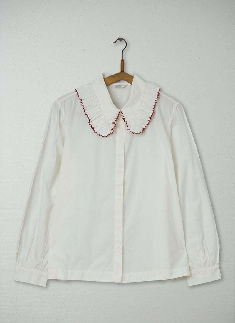 Reworn Scallop Ruffle Neck Shirt Size 18 (654) | Multi