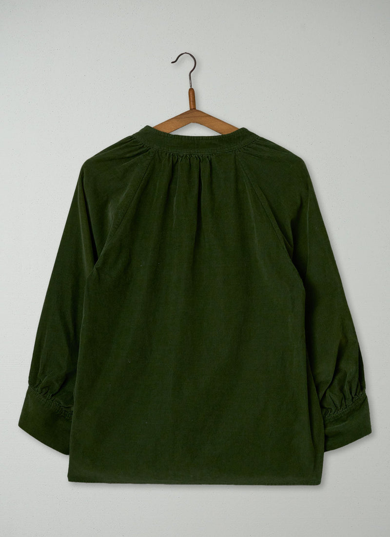Reworn Needlecord Raglan Shirt Size 8 (1122) | Forest Green