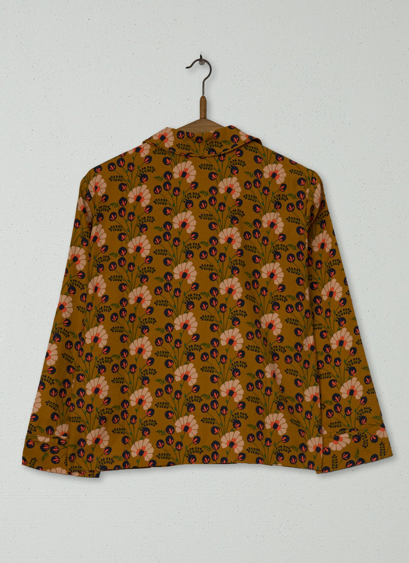 Reworn Sprig Print Cotton Silk Shirt Size 6 (659) | Amber