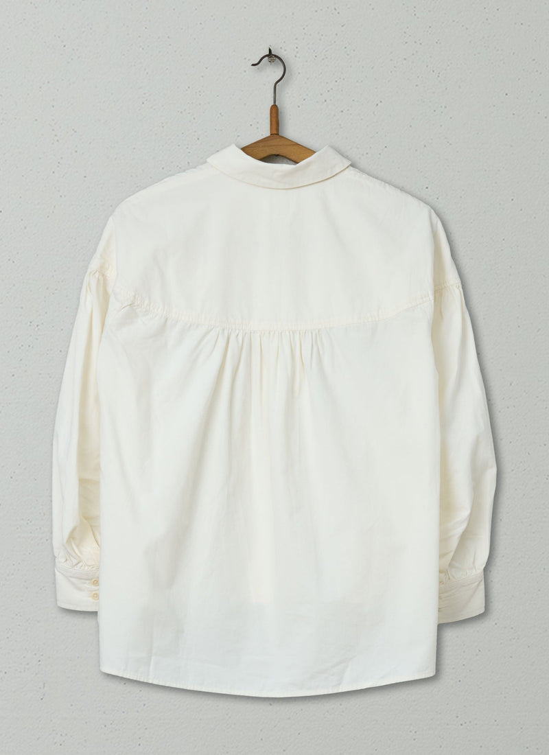 Reworn Cotton Poplin Yoke Shirt Size 12 (655) | Alabaster White