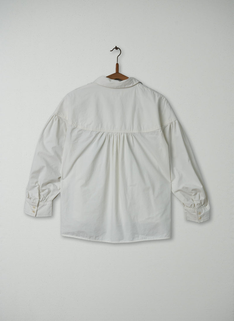 Reworn Cotton Poplin Yoke Shirt Size 8 (180) | White